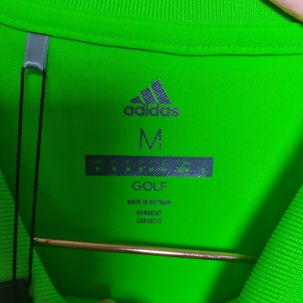 Adidas Golf Neon Green UPF 50 Performance Polo Shirt Size Medium New - Picture 8 of 9